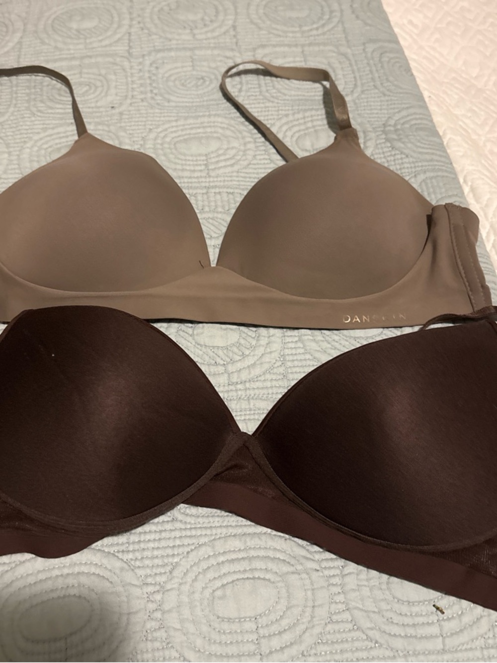Danskin Molded T-Shirt Bras in Taupe and Chocolate Brown